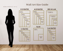 Laad de afbeelding in galerijviewer, a woman standing in front of a wall size guide
