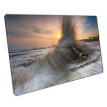 Chargez l&#39;image dans la visionneuse de la galerie, Action Shot Of Stormy Waves Crashing Into Rocks On The Seashore Turbulent Seascape Wall Art Print On Canvas Picture For Home Office Decor - My Store
